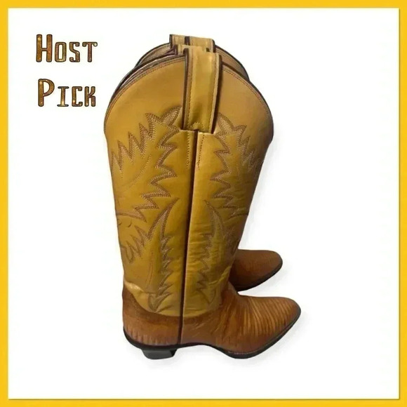 🔥 Host Pick🔥Justin Lizard Leather Cowboy Boots Style 9072 size 5.5E - Picture 3 of 12